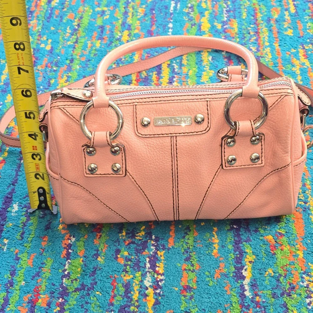 VTG Isabella Fiore Satchel Pink Pebbled Leather‎ Crossbody Handbag